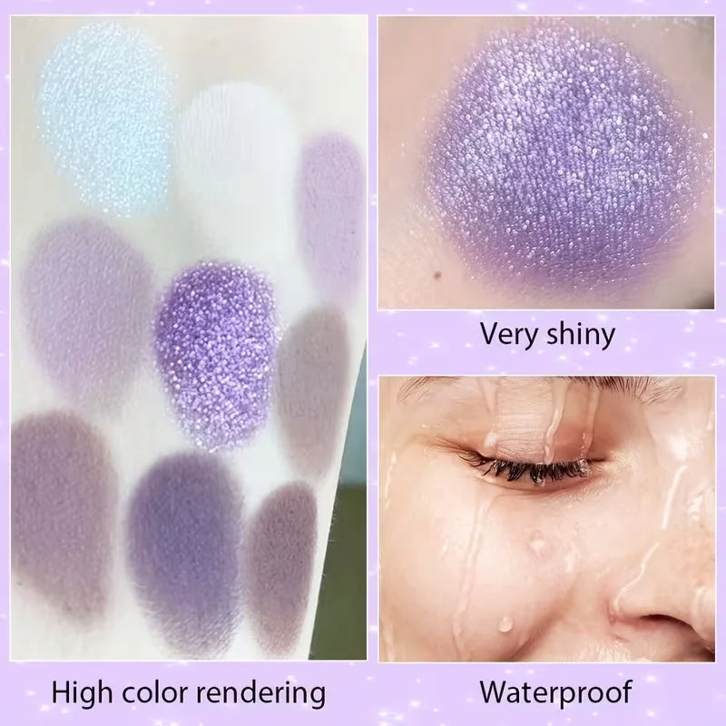 9-Color Dream Purple Eyeshadow Palette Low Saturated Smokey Multi Waterproof And Sweatproof For A Long-Lasting Smoky Eye Makeup