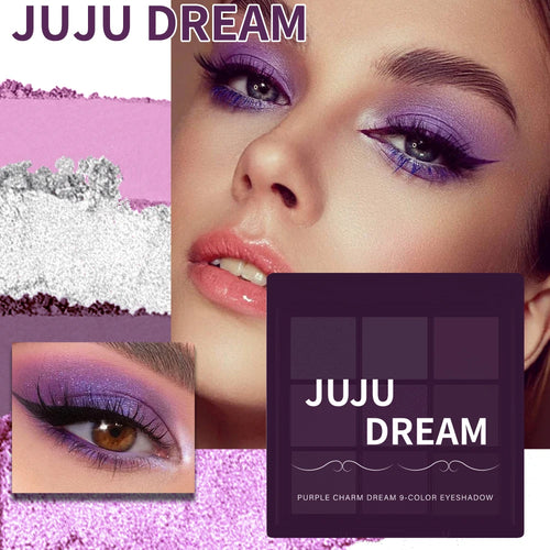 9-Color Dream Purple Eyeshadow Palette Low Saturated Smokey Multi Waterproof And Sweatproof For A Long-Lasting Smoky Eye Makeup