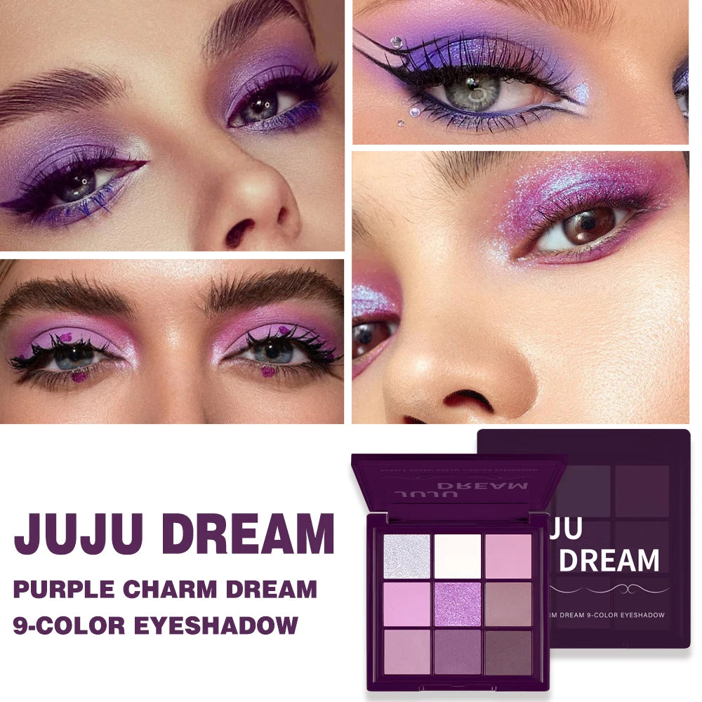 9-Color Dream Purple Eyeshadow Palette Low Saturated Smokey Multi Waterproof And Sweatproof For A Long-Lasting Smoky Eye Makeup