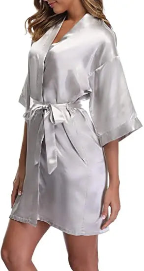 Satin Robe Female Intimate Lingerie Sleepwear Silky Bridal Wedding Gift Casual Kimono Bathrobe Gown Nightgown Sexy Nightwear