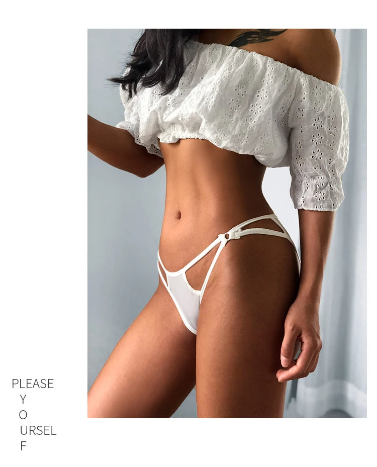Ladies Striped Ice Silk Underpants Sexy Hollow Out Women's Underwear Embroidery Lace Knickers Seamless Wrap Buttocks Briefs