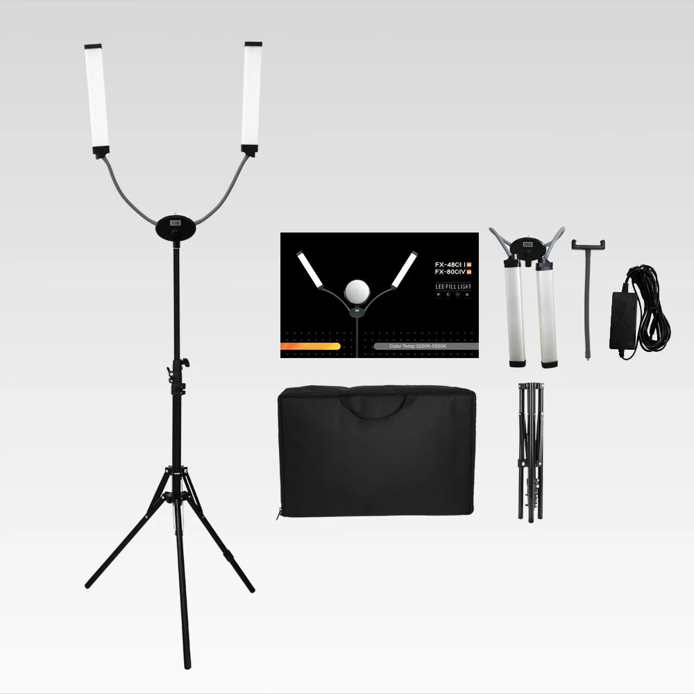 360° LED Light Double-Arm Fill Light  50W/80W 3000-6000K Photography Studio Kit Adjustable Light Suit for YouTube Makeup Video