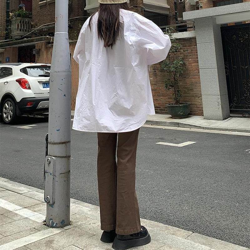 Jeans Women Denim Brown Fashion All-match Boot Cut Spring Autumn Trousers High Waist Skinny Elasticity Korean Style  Street