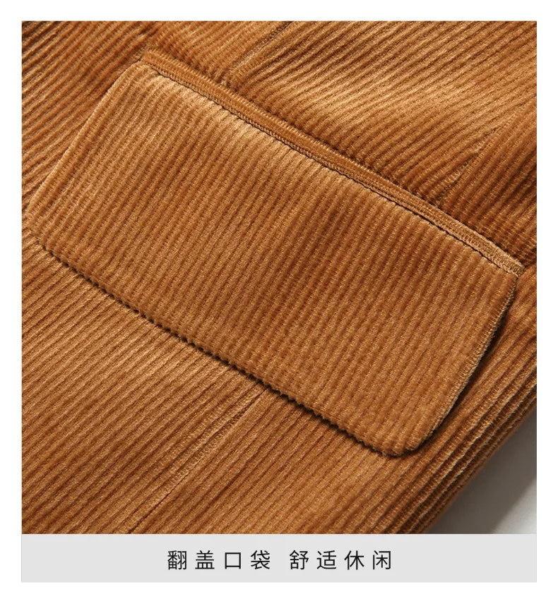 Women's Long-Sleeved Corduroy Jacket, Casual Small Suit, Formal Wear, Slim, Slimming Monochromatic, Fashion, Spring, Autumn, New