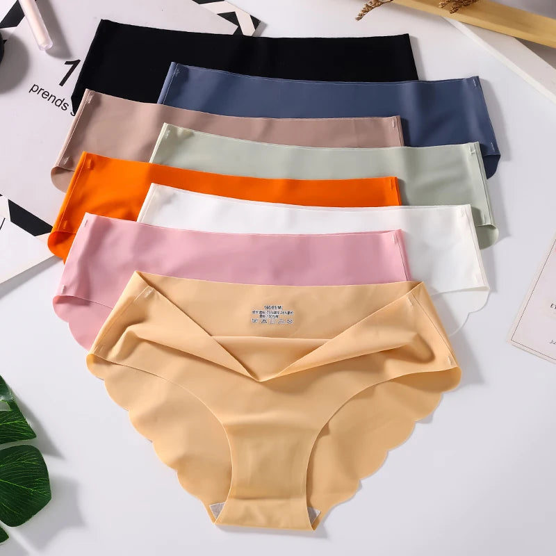 3PCS/Set Seamless Silk Women's Panties Briefs Women Underwear Female Underpants Comfortable Silk Panty Sexy Woman Lingerie M-XL