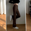 Jeans Women Denim Brown Fashion All-match Boot Cut Spring Autumn Trousers High Waist Skinny Elasticity Korean Style  Street