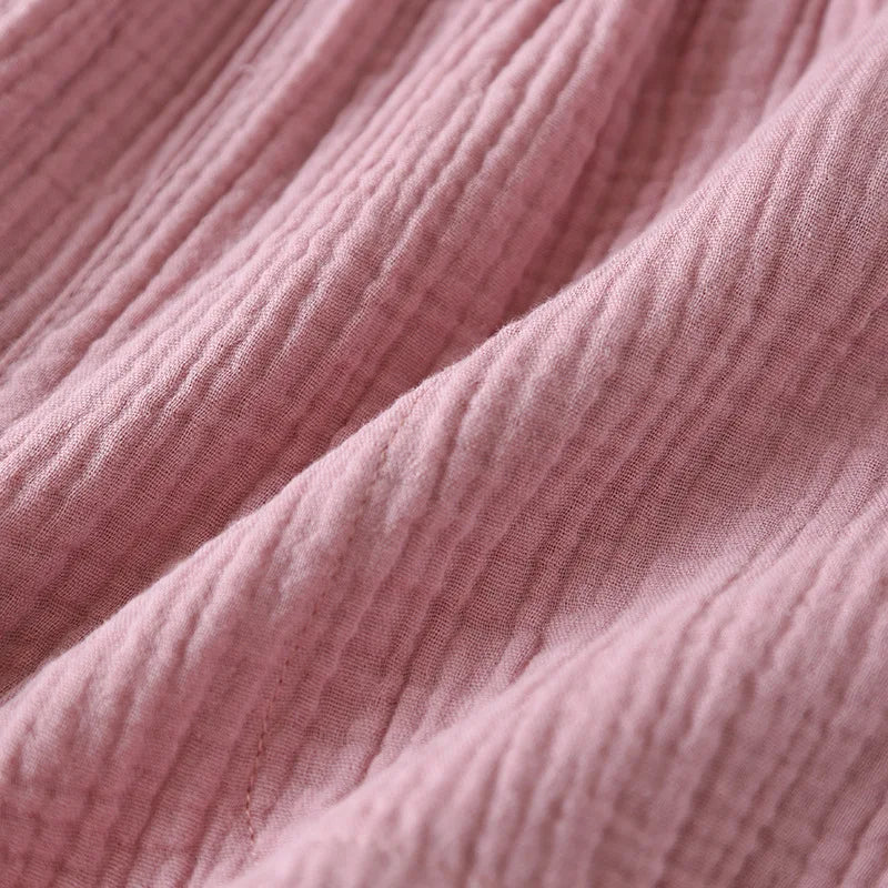 Women Summer Shorts Cotton Double-layer Gauze Sleep Bottoms Thin Loose-fitting Pajama Pants Home Pants Solid Sleep Shorts