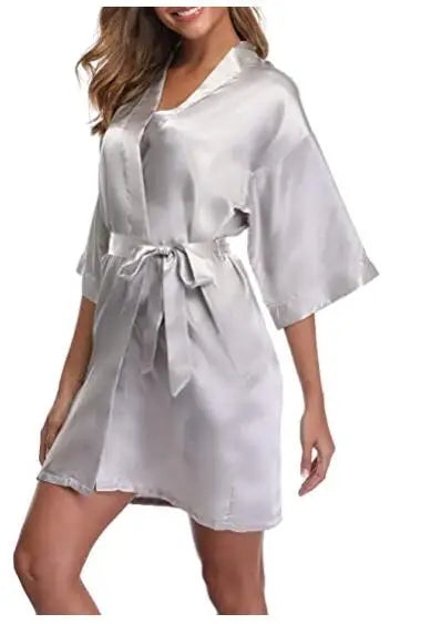 Satin Robe Female Intimate Lingerie Sleepwear Silky Bridal Wedding Gift Casual Kimono Bathrobe Gown Nightgown Sexy Nightwear