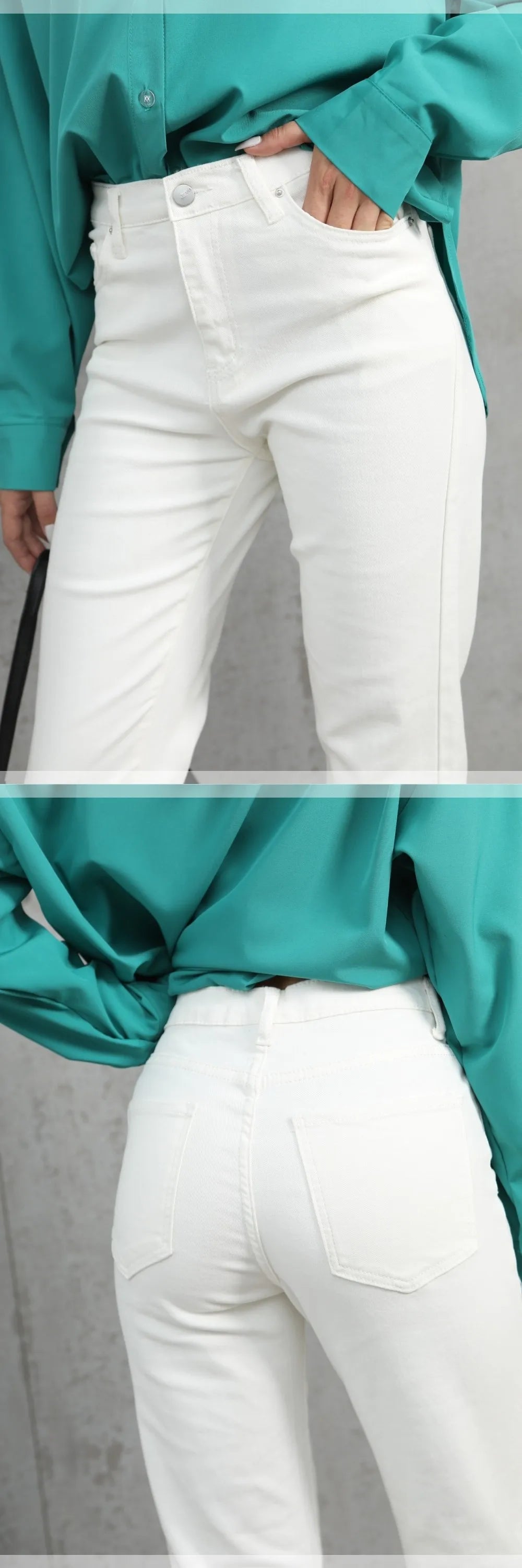 ZHISILAO White Jeans Women Vintage Stretch High Waist Straight Wide Leg Denim Pants Autumn 2021 Jeans Streetwear