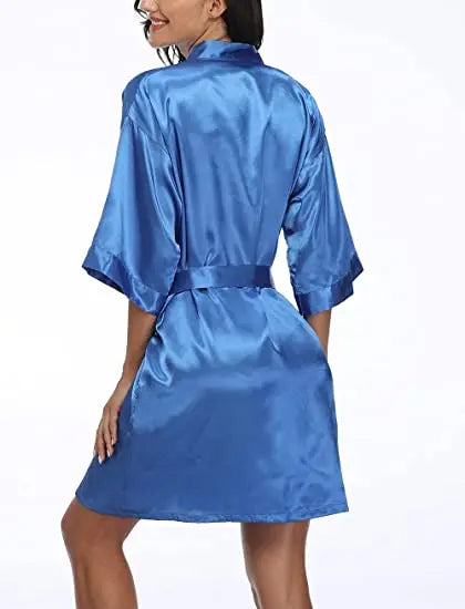 Satin Robe Female Intimate Lingerie Sleepwear Silky Bridal Wedding Gift Casual Kimono Bathrobe Gown Nightgown Sexy Nightwear