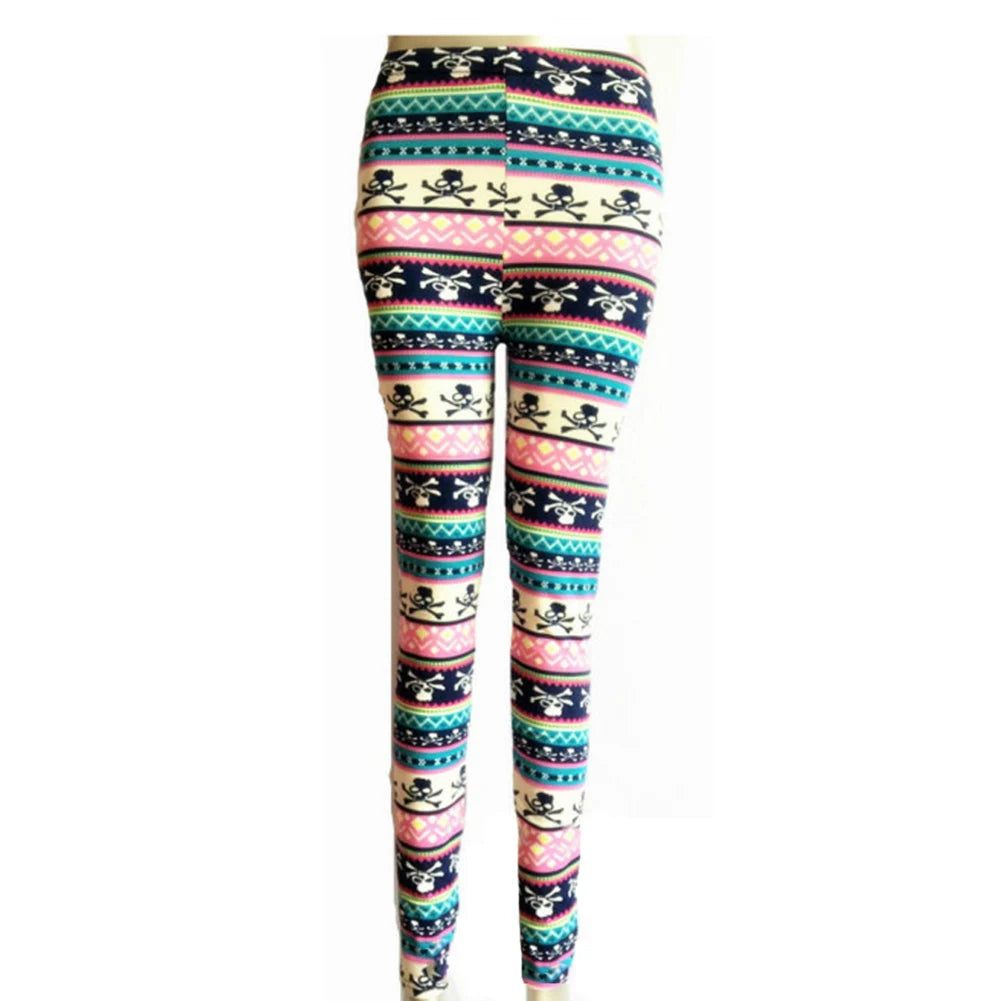 Christmas Women's Leggings Pants Snow deer print cropped stretch pants High Waist Leggings 18 Color Ladies Christmas Party Pants