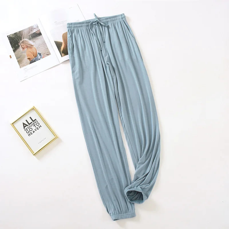 Women Home Pants Modal Casual Loose Pajamas Pants Spring Summer Sleep Wear Bottoms Female Drawstring Thin Trousers Loungwear