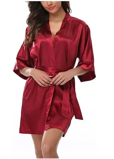 Satin Robe Female Intimate Lingerie Sleepwear Silky Bridal Wedding Gift Casual Kimono Bathrobe Gown Nightgown Sexy Nightwear