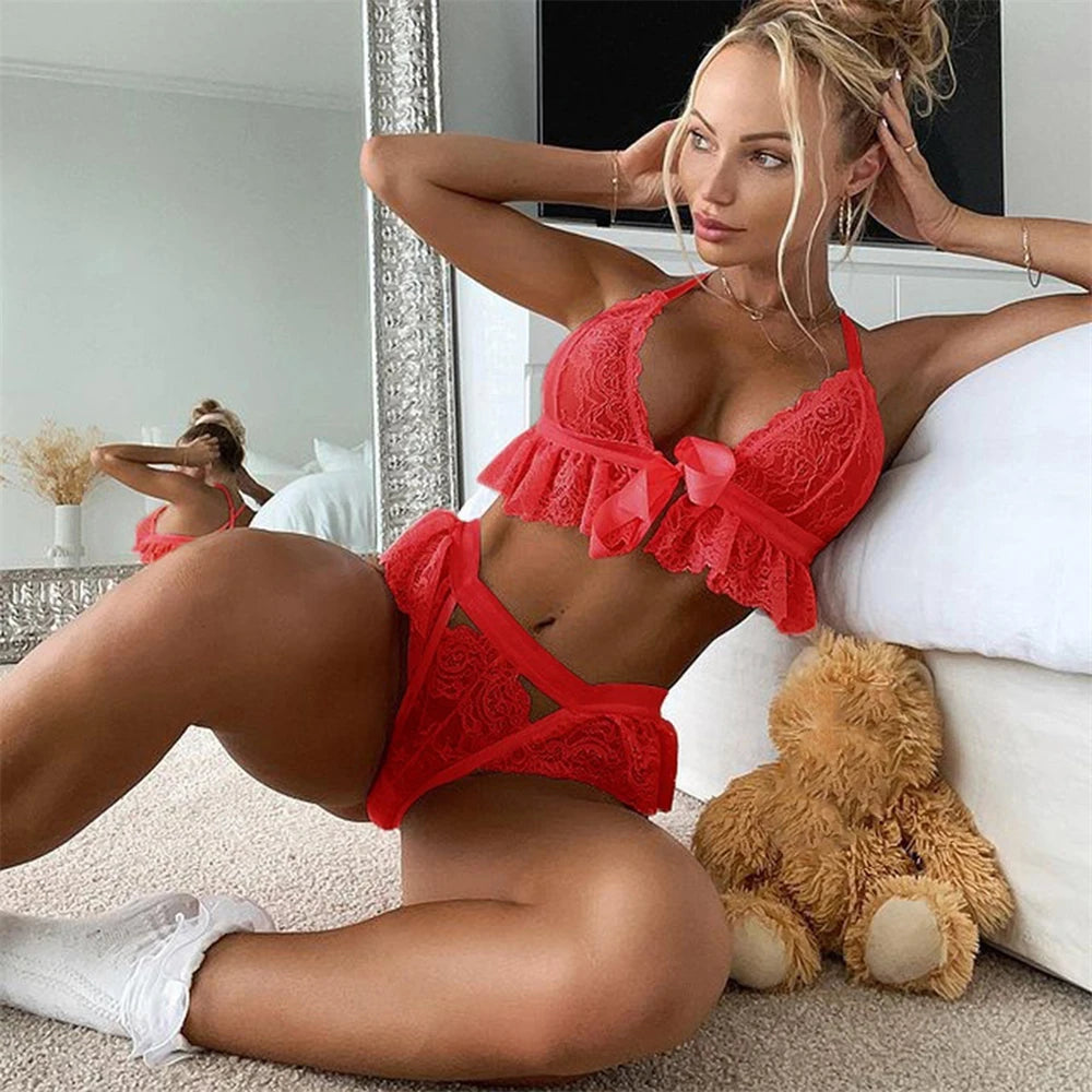 Intimate sexy Female underwear sensual lingerie brief sets woman 2 pieces lace bra Tops panties for women нижнее белье женское