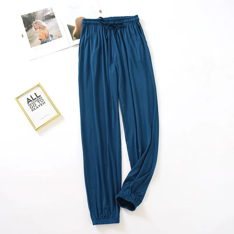 Women Home Pants Modal Casual Loose Pajamas Pants Spring Summer Sleep Wear Bottoms Female Drawstring Thin Trousers Loungwear