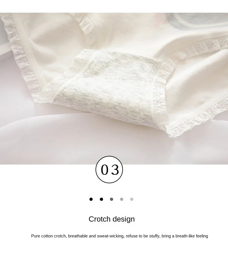 New Japanese Style Cotton Underwear Sexy Lace Panties Fashion Comfort Briefs Mid Waist Seamless Girl Underpants Female Lingerie