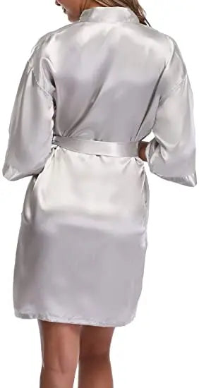Satin Robe Female Intimate Lingerie Sleepwear Silky Bridal Wedding Gift Casual Kimono Bathrobe Gown Nightgown Sexy Nightwear
