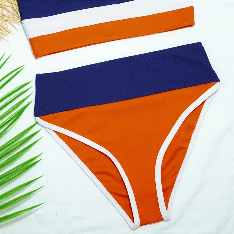 Push Up Swimsuit Female Patchwork Swimwear For Women Bathing Suit High Waist Bikini Set Sport Wear Swimming Suit Sexy Bikini