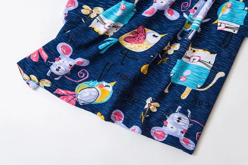 Knitted Cotton Women Plus Size Lingere Nightgown Loose Nightdress Long Sleeve Night Gown Cute Cartoon Home Dress Sexy Sleepwear