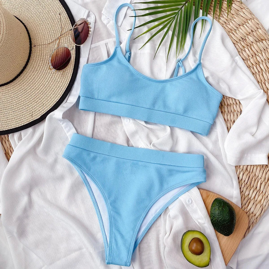 Push Up Swimsuit Female Patchwork Swimwear For Women Bathing Suit High Waist Bikini Set Sport Wear Swimming Suit Sexy Bikini
