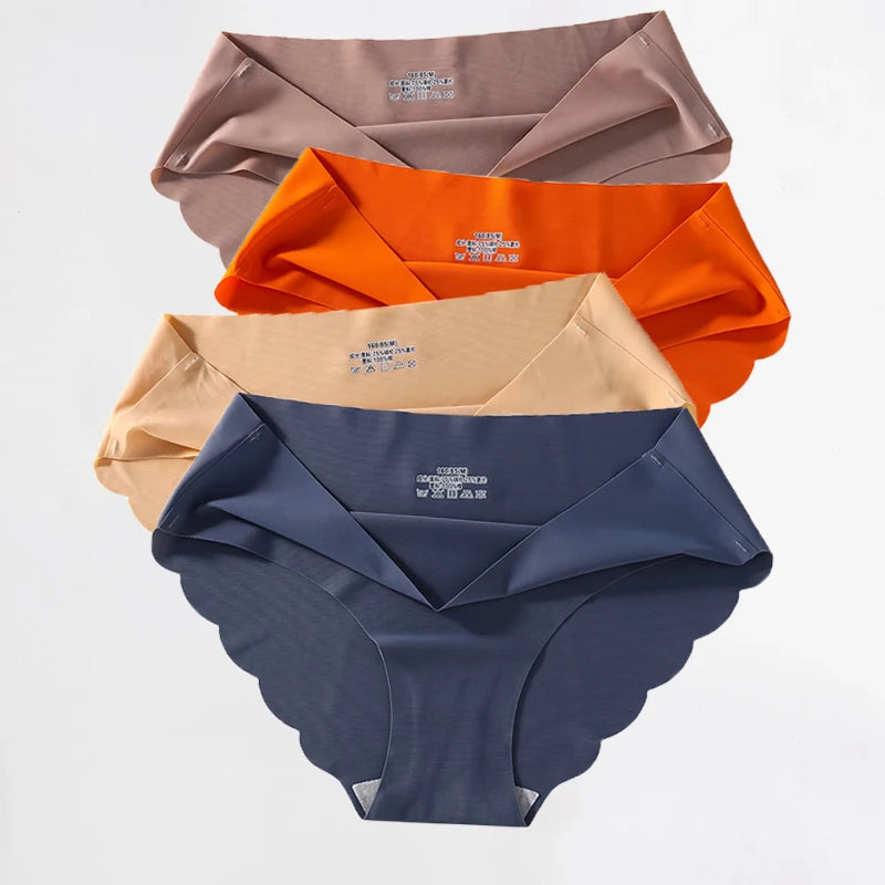 3PCS/Set Seamless Silk Women's Panties Briefs Women Underwear Female Underpants Comfortable Silk Panty Sexy Woman Lingerie M-XL
