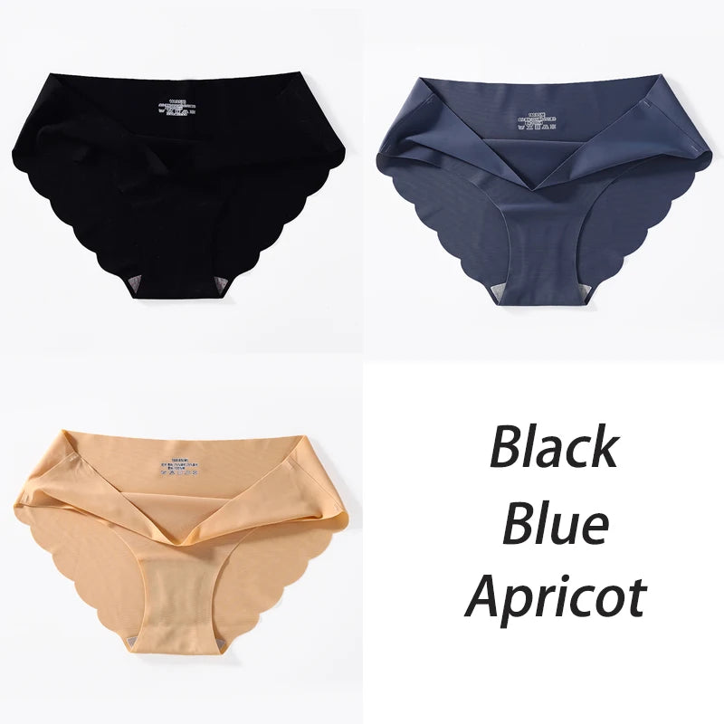3PCS/Set Seamless Silk Women's Panties Briefs Women Underwear Female Underpants Comfortable Silk Panty Sexy Woman Lingerie M-XL