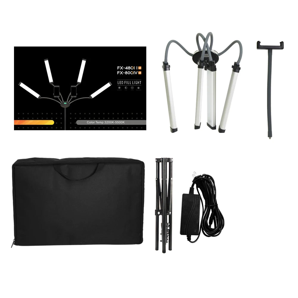 360° LED Light Double-Arm Fill Light  50W/80W 3000-6000K Photography Studio Kit Adjustable Light Suit for YouTube Makeup Video