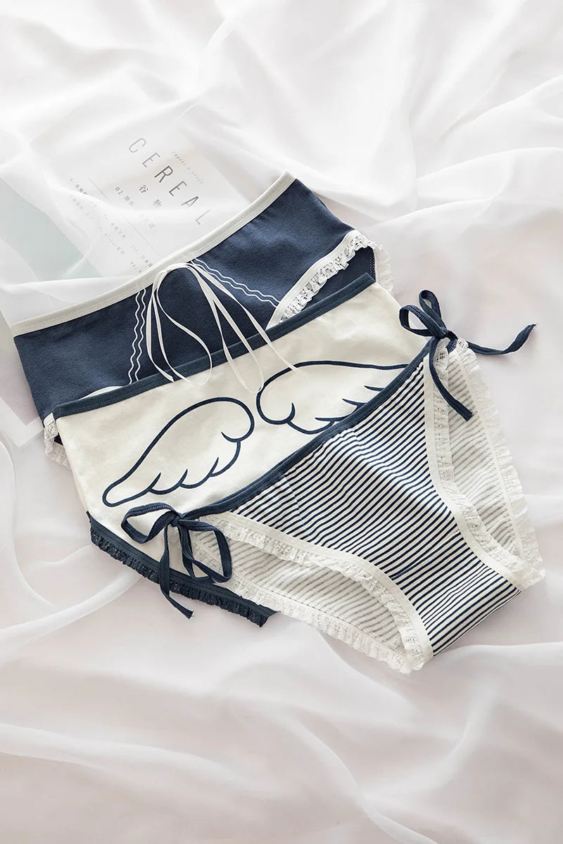 New Japanese Style Cotton Underwear Sexy Lace Panties Fashion Comfort Briefs Mid Waist Seamless Girl Underpants Female Lingerie