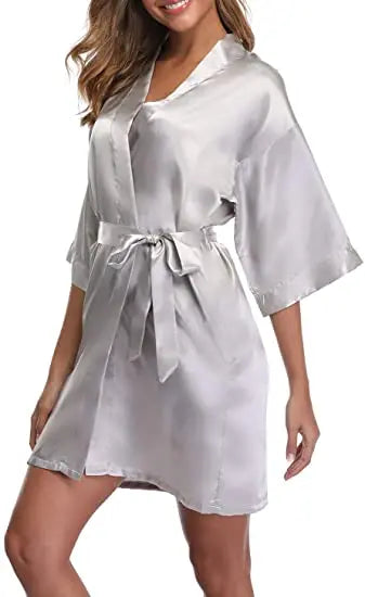 Satin Robe Female Intimate Lingerie Sleepwear Silky Bridal Wedding Gift Casual Kimono Bathrobe Gown Nightgown Sexy Nightwear