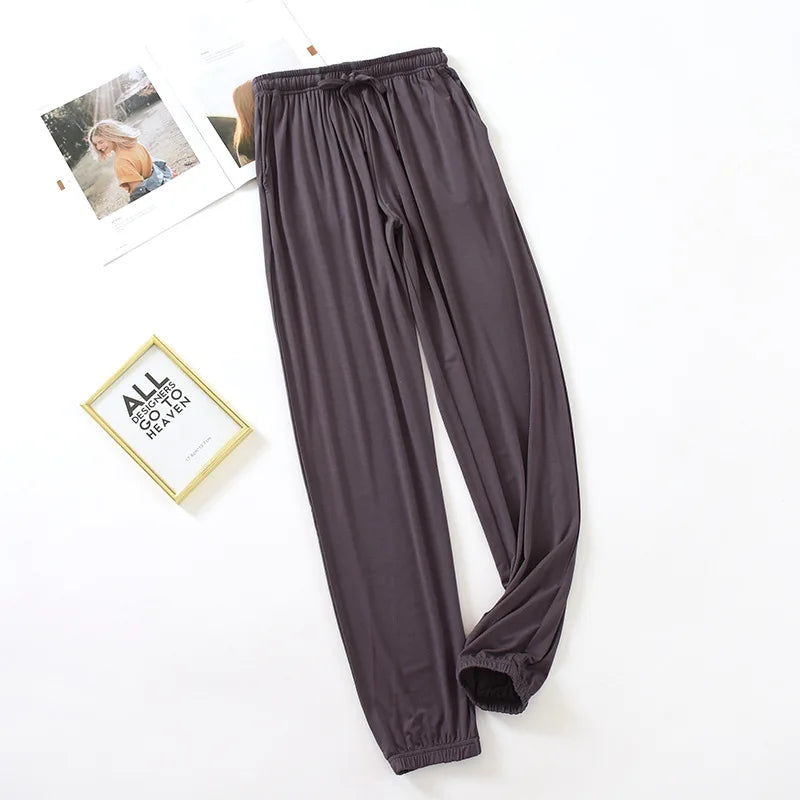 Women Home Pants Modal Casual Loose Pajamas Pants Spring Summer Sleep Wear Bottoms Female Drawstring Thin Trousers Loungwear