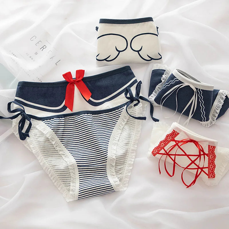 New Japanese Style Cotton Underwear Sexy Lace Panties Fashion Comfort Briefs Mid Waist Seamless Girl Underpants Female Lingerie