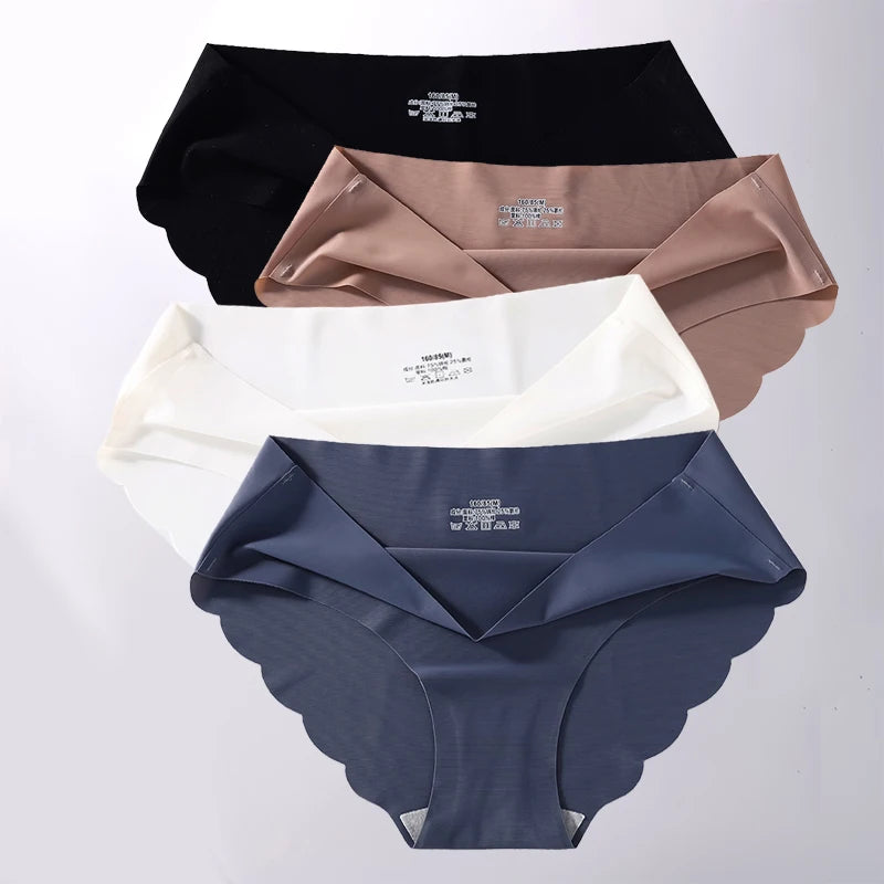 3PCS/Set Seamless Silk Women's Panties Briefs Women Underwear Female Underpants Comfortable Silk Panty Sexy Woman Lingerie M-XL