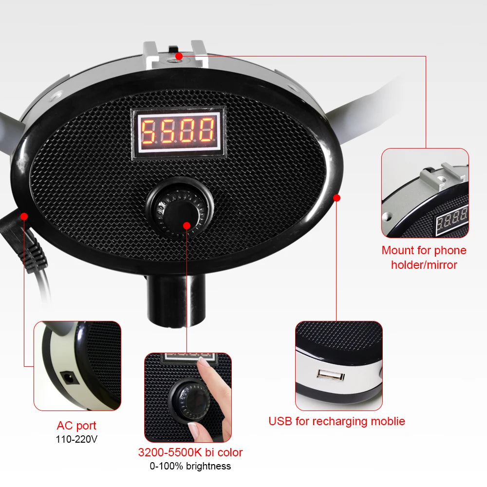 360° LED Light Double-Arm Fill Light  50W/80W 3000-6000K Photography Studio Kit Adjustable Light Suit for YouTube Makeup Video