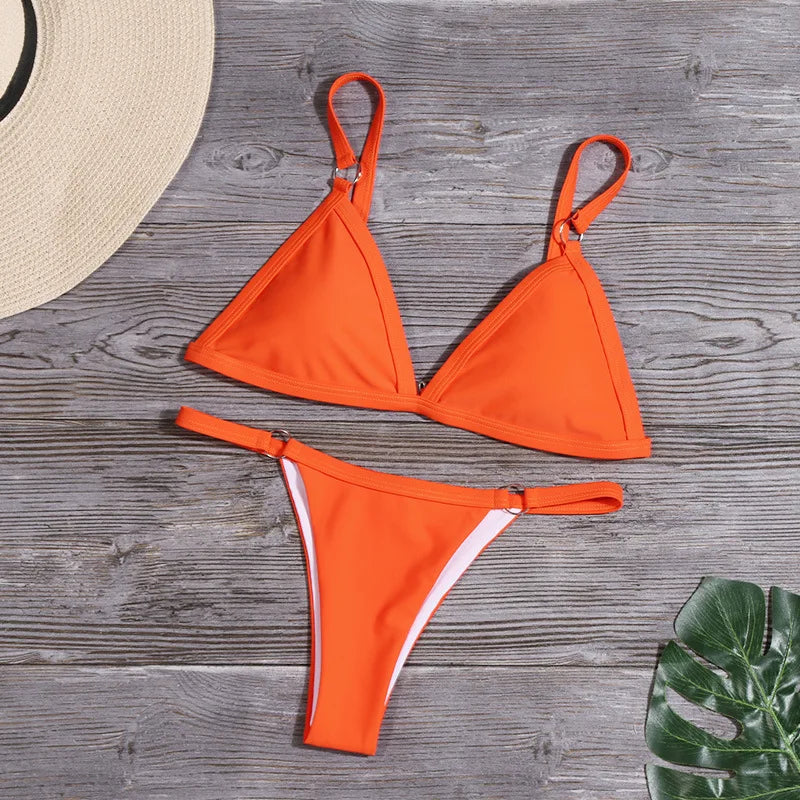 Sexy Bikini 2021 Solid Swimsuit Women Swimwear White Push Up Bikini Set Brazilian Bathing Suit Summer Beach Wear Swimming Suit