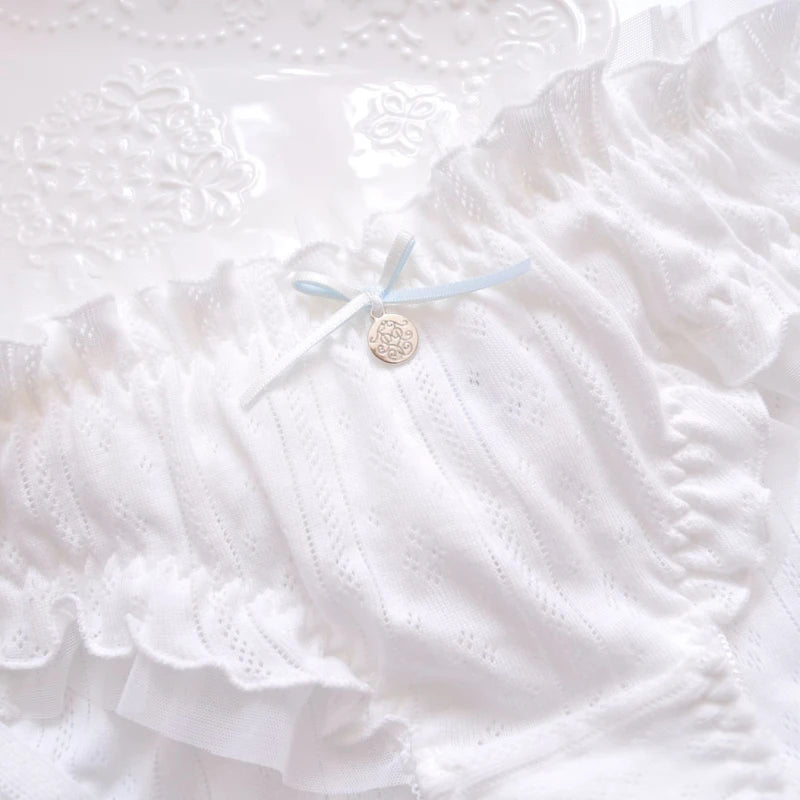 Cotton Ruffle Cute Lovely Sweety Girl Panties Bow Japanese Princess Style High Elasticity Breathable Sexy Women Underwear Breifs