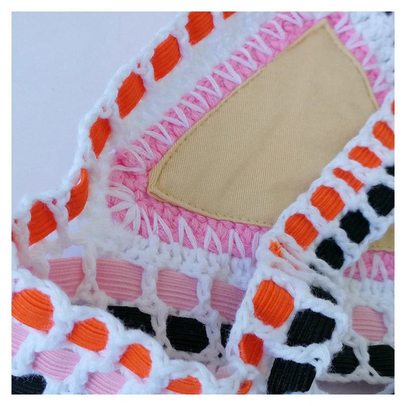 High Quality Women Handmade Crochet Bikini Set Cotton Crochet Colorful Sexy Boho Swimwear Vacation Beachwear Bathing Suit