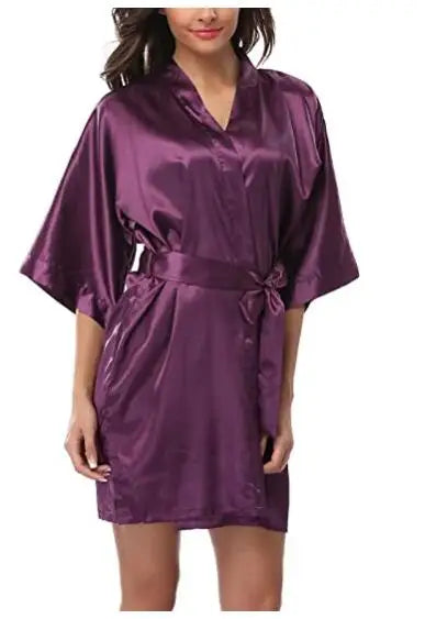Satin Robe Female Intimate Lingerie Sleepwear Silky Bridal Wedding Gift Casual Kimono Bathrobe Gown Nightgown Sexy Nightwear