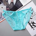 Ladies Striped Ice Silk Underpants Sexy Hollow Out Women's Underwear Embroidery Lace Knickers Seamless Wrap Buttocks Briefs