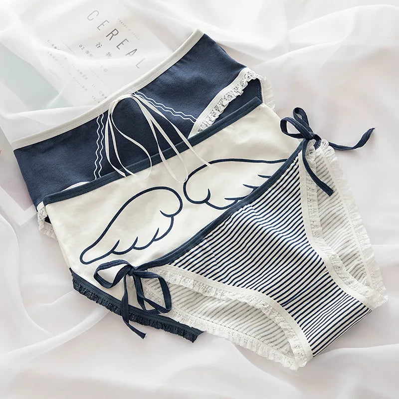 New Japanese Style Cotton Underwear Sexy Lace Panties Fashion Comfort Briefs Mid Waist Seamless Girl Underpants Female Lingerie