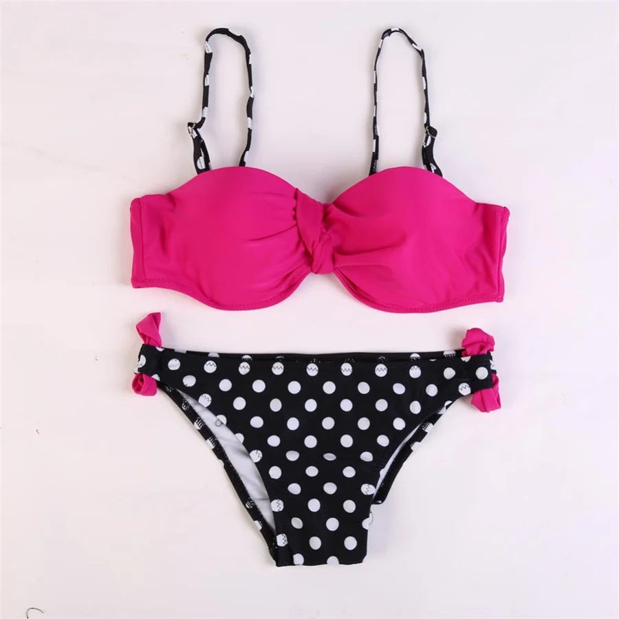 Sexy Push Up Bikini Solid Swimwear Women 2021 Swimsuit Women 2 Pieces Bathing Suit Brazilian Biquinis Mujer Halter Top Beachwear