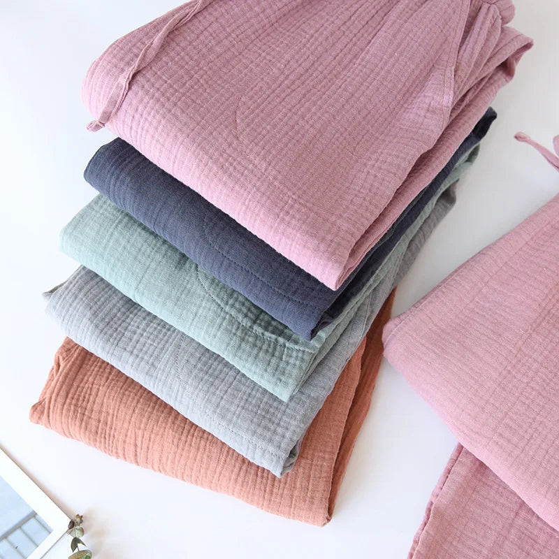 100% Cotton Pajamas Sleep Bottoms Spring Women's Loose Leggings New Casual Slim Home Pants Elastic Waist Solid Thin Sleepwear