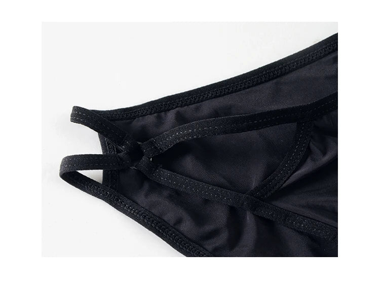 Ladies Striped Ice Silk Underpants Sexy Hollow Out Women's Underwear Embroidery Lace Knickers Seamless Wrap Buttocks Briefs