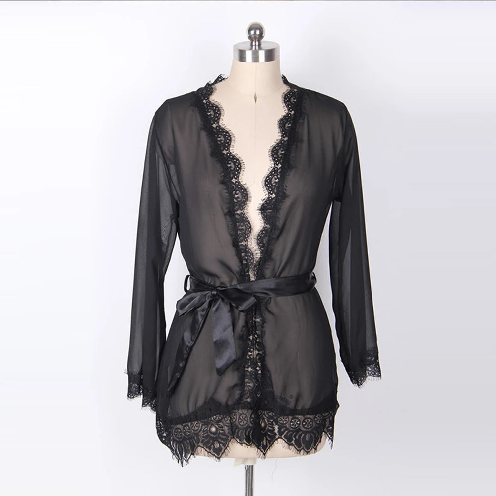 Sleepwear Women Lace Babydoll Erotic Sexy Lingerie Pajamas Nightgowns Night Transparent Dress Black Sexy Lingerie Homewear