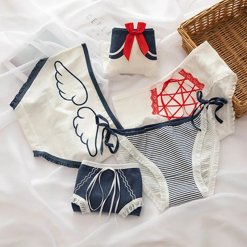 New Japanese Style Cotton Underwear Sexy Lace Panties Fashion Comfort Briefs Mid Waist Seamless Girl Underpants Female Lingerie