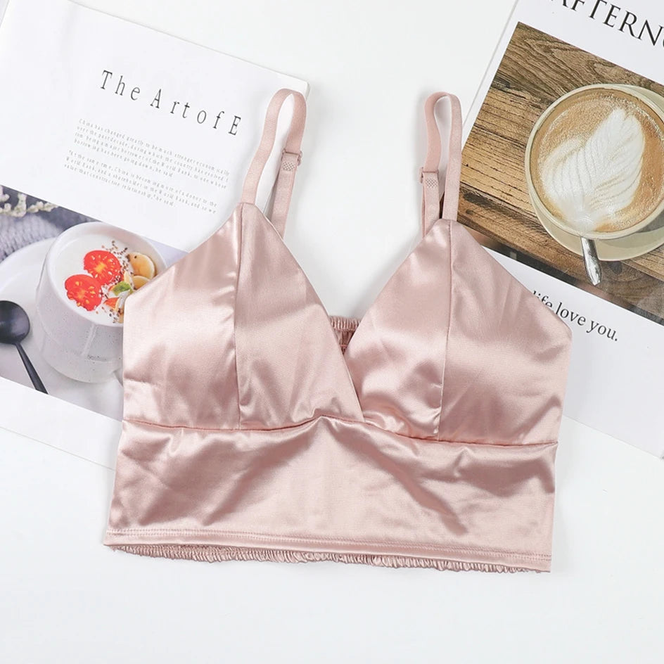 Ice Silk Women Top Bra Yoga Seamless Vest Bras Sexy Female Push Up Underwear Lingerie Sleep Top Padded Bralette
