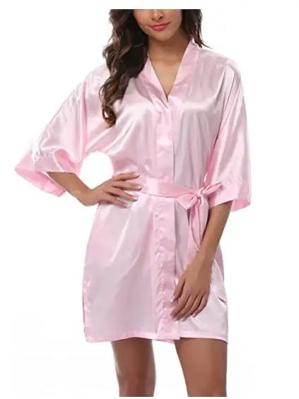Satin Robe Female Intimate Lingerie Sleepwear Silky Bridal Wedding Gift Casual Kimono Bathrobe Gown Nightgown Sexy Nightwear