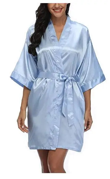 Satin Robe Female Intimate Lingerie Sleepwear Silky Bridal Wedding Gift Casual Kimono Bathrobe Gown Nightgown Sexy Nightwear