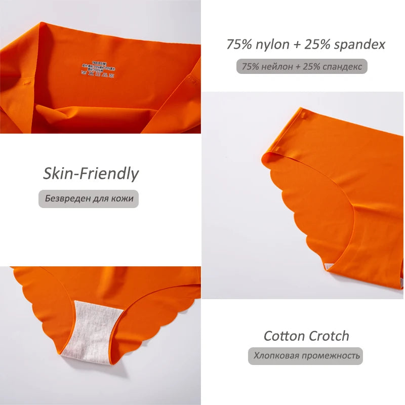 3PCS/Set Seamless Silk Women's Panties Briefs Women Underwear Female Underpants Comfortable Silk Panty Sexy Woman Lingerie M-XL