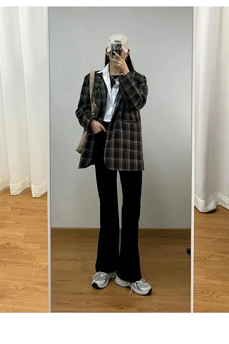 Jeans Women Denim Brown Fashion All-match Boot Cut Spring Autumn Trousers High Waist Skinny Elasticity Korean Style  Street