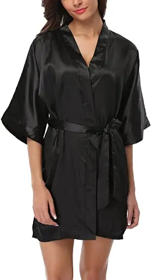 Satin Robe Female Intimate Lingerie Sleepwear Silky Bridal Wedding Gift Casual Kimono Bathrobe Gown Nightgown Sexy Nightwear